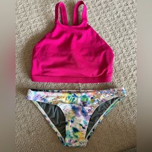 Jolyn Clothing Pink Bikini Top with Multicolor Bottoms Midl Bottom Kaylee Top XS